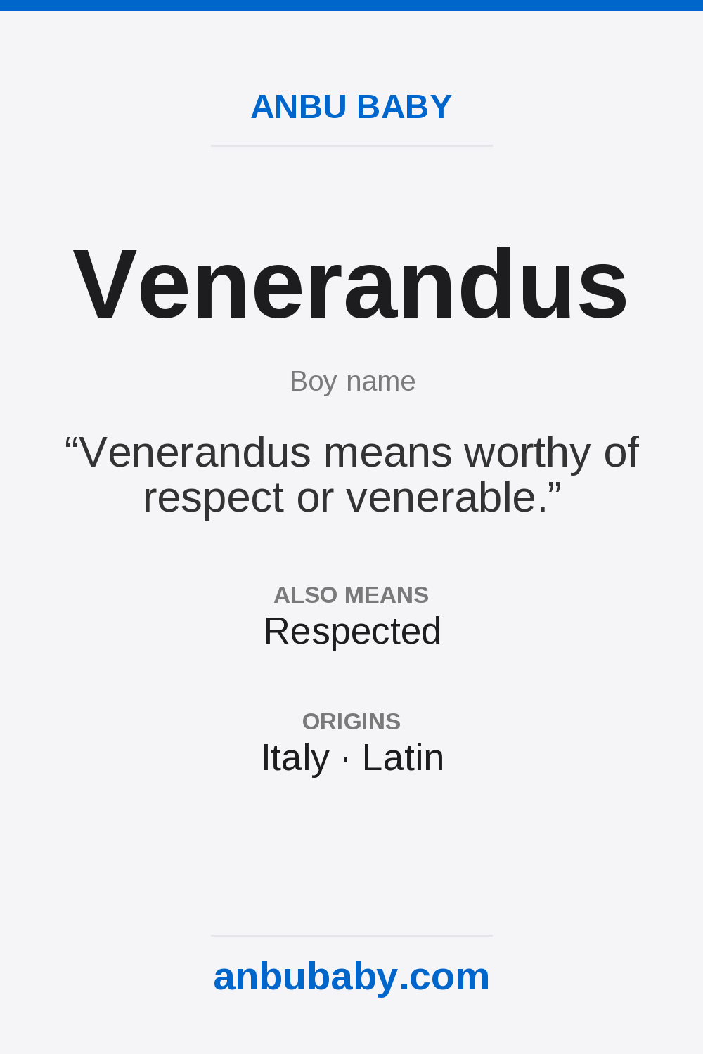 Venerandus name meaning card