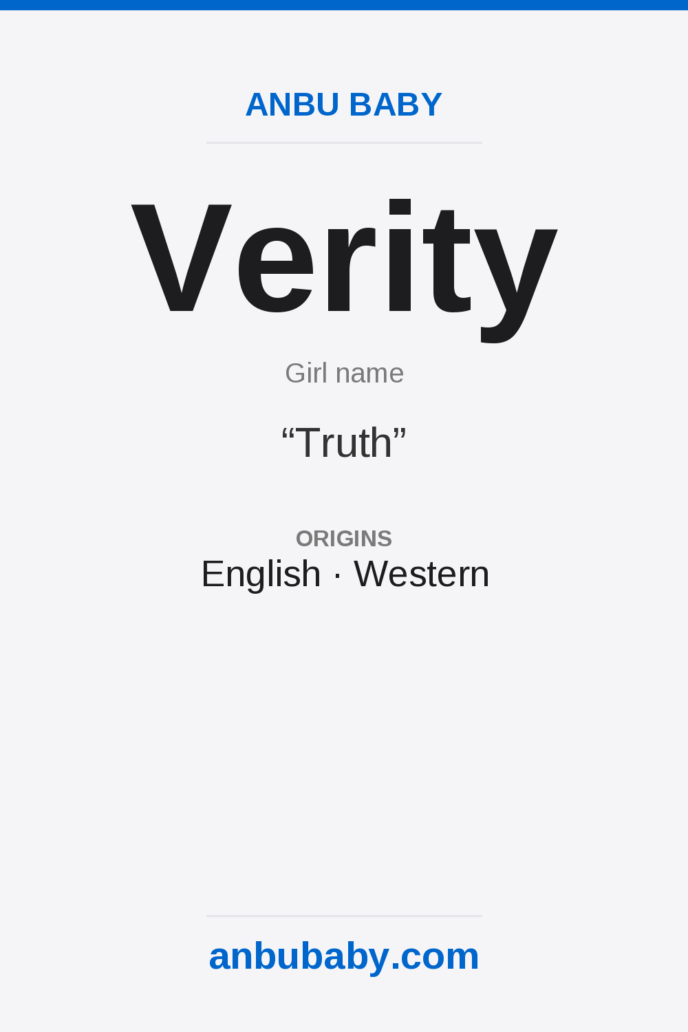 Verity name meaning card