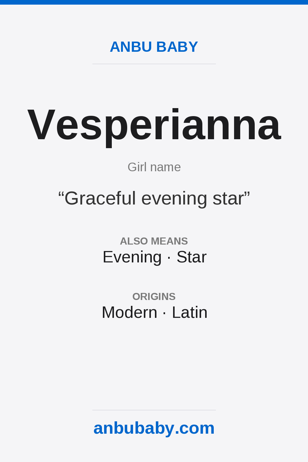 Vesperianna name meaning card