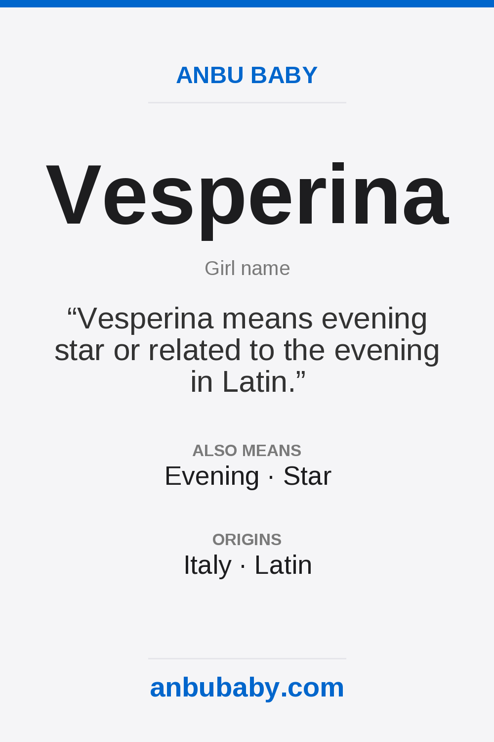 Vesperina name meaning card