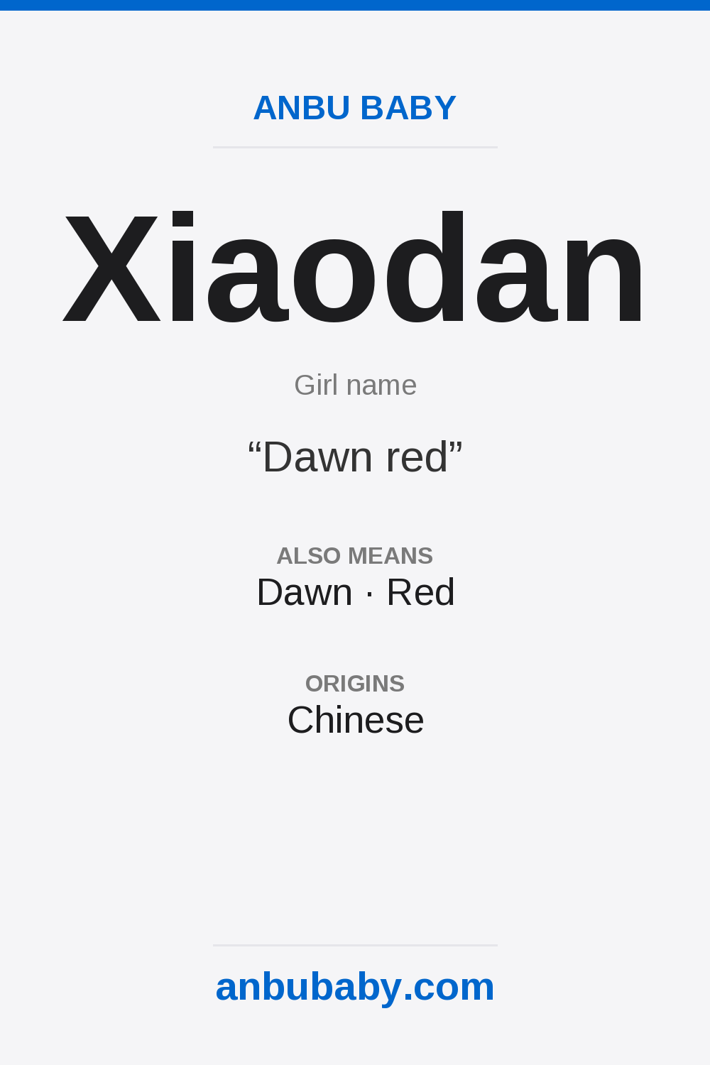 Xiaodan name meaning card