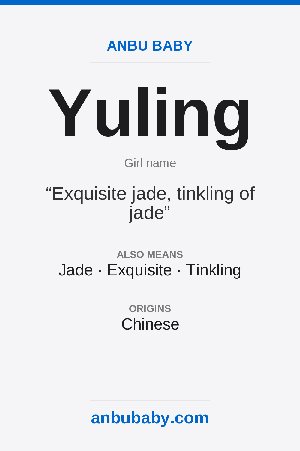 Yuling name meaning card